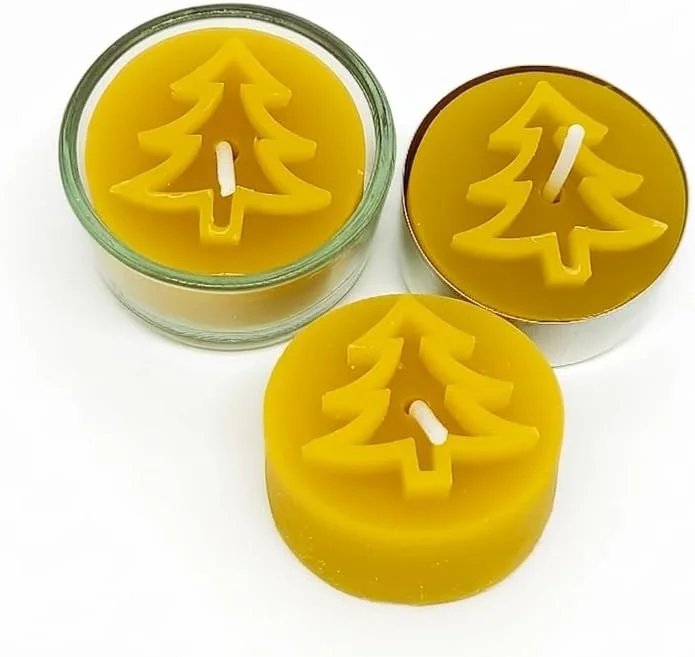 Besuche den Handmade-Store Teelichter aus 100% Bienenwachs mit Aluhülle - Set-Angebot (40er Set, Tannenbaum) — Advent und Tisch