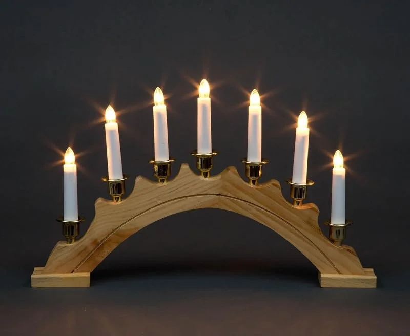 Marke: SHATCHI SHATCHI Holzbogen Kerzenbrücke Licht 7 Glühbirnen Fenster Xmas Weihnachten Heimdekoration Natur, 44 x 4, 5 x 27 cm, Bogen — Kerzenlicht Abendessen