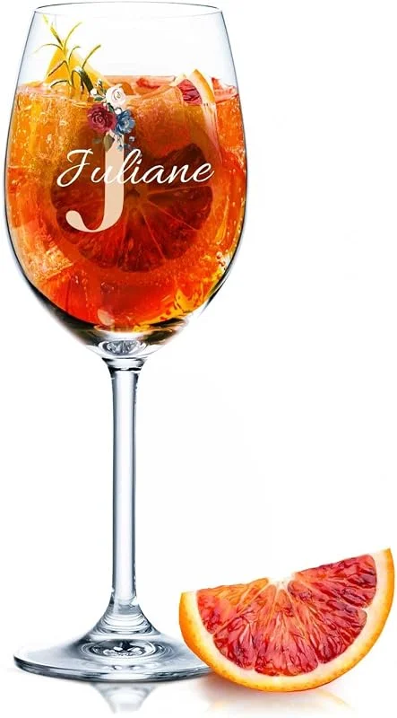 Besuche den GRAVURZEILE-Store GRAVURZEILE Rotweinglas - Initial Flower - Personalisiert mit Namen & Monogramm - Geeignet für Wein Aperol Sangria und Lillet - Geschenke für Sie & Ihn — Wein und Festtafel