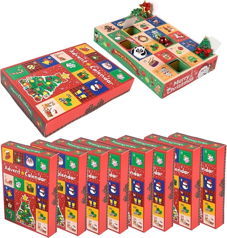 Marke: Hbbgdiy 10 Stück DIY leerer Adventskalender zum Befüllen, 24 Tage kreative Zahlen-Countdown-Boxen aus Pappe für Kinder und Erwachsene, Weihnachts-Countdown-Dekoration — Advent und Tisch