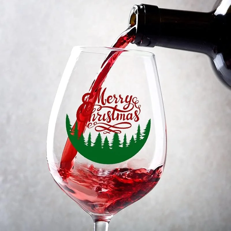 Marke: Rimego Weingläser-Set, Merry Christmas, Rotweinglas, 325 ml, tolles Weingeschenk für Hochzeitstag, Weihnachten, Geburtstag — Wein und Festtafel