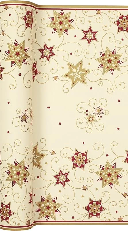 Marke: Tischläufer Rolle Stars and Swirls Gold – Sterne & Wirbel Gold, Airlaid, Tischband, Weihnachten 40cm x 4, 90m — Küche & Haushalt