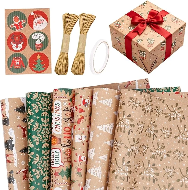 Marke: Generisch Geschenkpapier Weihnachten 6 Rollen Urlaub Geschenkverpackung Festliche
