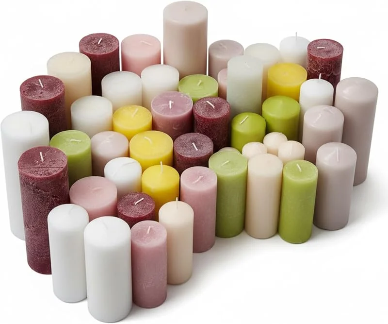 Besuche den RODOPI-Store 5 Kg Stumpenkerzen Kerzen in verschiedenen Farben und Größen bunte Rustik Stumpenkerze 2. Wahl Kerzen Set bunt gemischt — Kerzenlicht Abendessen