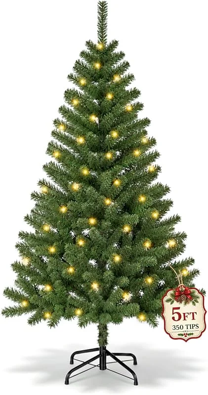 Besuche den Yigowyigo-Store Weihnachtsbaum künstlich 150cm mit 100 LEDs 350 Zweige mit Handschuhen — Weihnachtsdeko