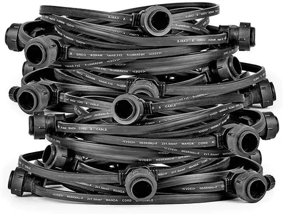 Besuche den NCC-Licht-Store NCC-Licht Illu Lichterkette Komplettset 20 Meter Schwarz 40 E27 Fassungen mit Dichtung zum Verschrauben verlängerbar — Weihnachtsbeleuchtung