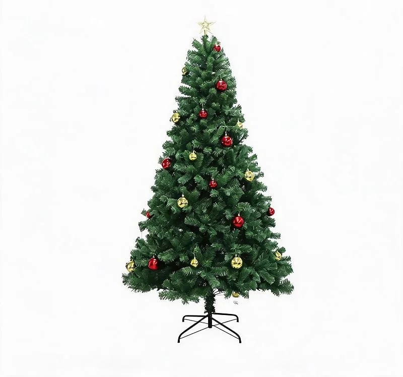 Marke: RBFGYIOP Künstlicher Weihnachtsbaum 180 cm mit LED Lichterkette & Kugeln – Komplett-Set mit Fernbedienung, 12 Deko-Kugeln, Sternspitze & faltbarem Metallständer, dichte PVC Nadeln, schwer entflammbar — Weihnachtsbeleuchtung