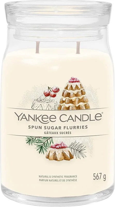 Besuche den Yankee Candle-Store Yankee Candle Signature Duftkerze, große Kerze mit langer Brenndauer „Spun Sugar Flurries“, Soja-Wachs-Mix — Kerzenlicht Abendessen