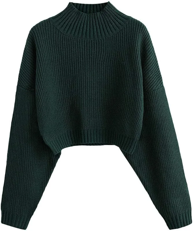 Besuche den ZAFUL-Store ZAFUL Strick Pullover Damen Rollkragen Cropped Elegant Langarm Drop Shoulder Kurzer Pulli Sweater for Herbst Winter — Weihnachtsmode
