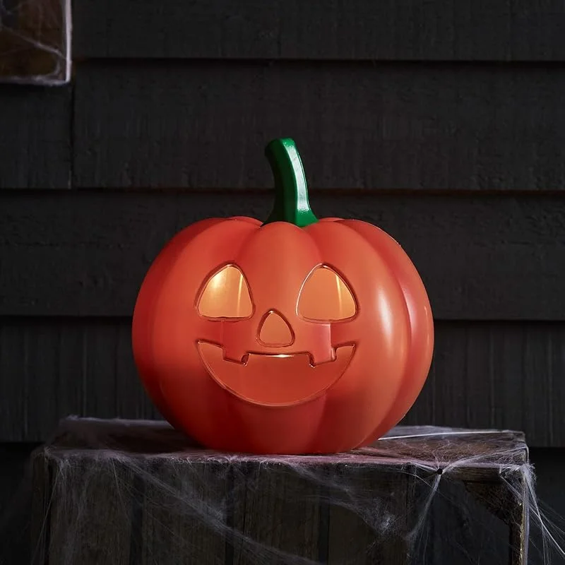 Besuche den Lights4fun-Store Lights4fun LED-Kürbis für Außen & Innen – Halloween Deko mit Fernbedienung & Timer – Batteriebetrieben & Wetterfest – Orange & Grün – 25 cm ø — Kerzenlicht Abendessen