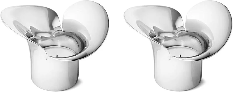 Georg Jensen Teelicht-Set, hochglanzpolierter Edelstahl, Silber, Einheitsgröße — Kerzenlicht Abendessen