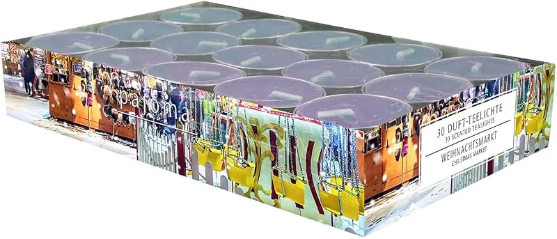 Besuche den pajoma-Store pajoma® Teelichte 30 Stück, Weihnachtsmarkt, Duft-Teelichte in Aluminiumhülle, Brenndauer ca. 4 Stunden - Höhe 1, 5 cm ø 3, 5 cm, Premium Qualität, Deko, Gastronomie, Outdoor, Windgläser, Hochzeit — Advent und Tisch