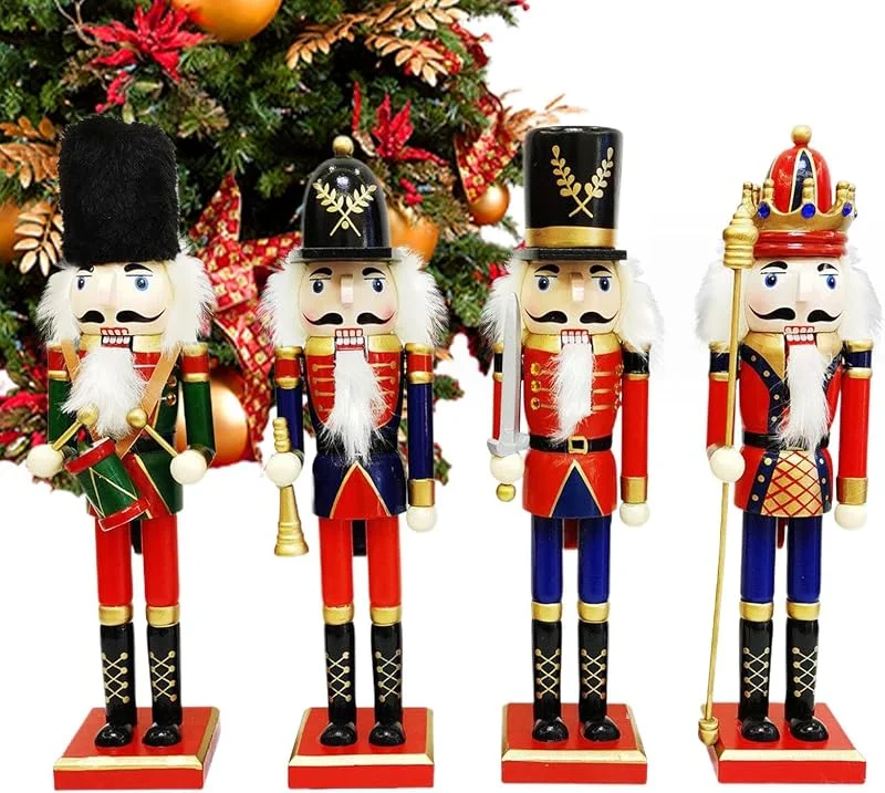 Marke: Generisch Weihnachts-Nussknacker-Figuren 4 Stücke Sammelbare Feiertagsstatue — Weihnachtsdeko