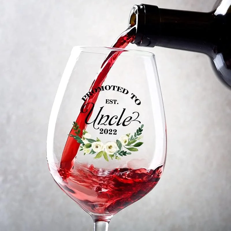 Marke: Rimego Rotweingläser "Promoted to Uncle", 2er-Set, tolles Weingeschenk für Hochzeit, Jahrestag, Weihnachten, Geburtstag, 325 ml — Wein und Festtafel