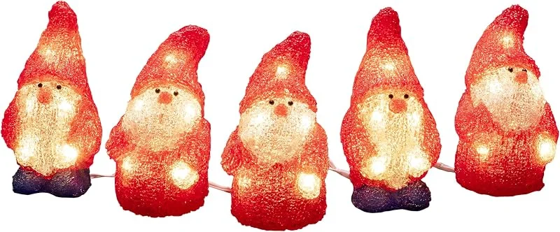 Besuche den Konstsmide-Store Konstsmide LED Acryl Weihnachtsmann, 5er-Set, 40 warm weiße Dioden, 24V, Außen (IP44), weißes Kabel - 6240-103 — Weihnachtsbeleuchtung