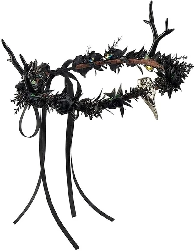 Marke: HiyyFloy HiyyFloy Gotische Rabenkrone Blumen, Elfen-stirnreif Zweig Für Damen, Hexen-Accessoires, Renaissance, Cosplay — Weihnachtsmode