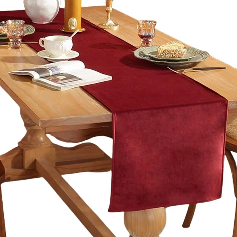Marke: HSTWODE 1 Stück Samt Tischläufer, Tischläufer Modern, Abwaschbar, für Esszimmer Party Urlaub Draußen Drinnen Dekoration (33 x 180cm, burgundisch) — Küche & Haushalt