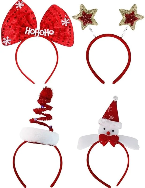 Marke: Muteitt 4 Stück Weihnachts-Stirnband, Party-Dekoration, Haarreifen, Weihnachtsbaum, Pentagramm-Stirnband, Kopfbedeckung Für Die Weihnachtsfeier — Weihnachtsmode