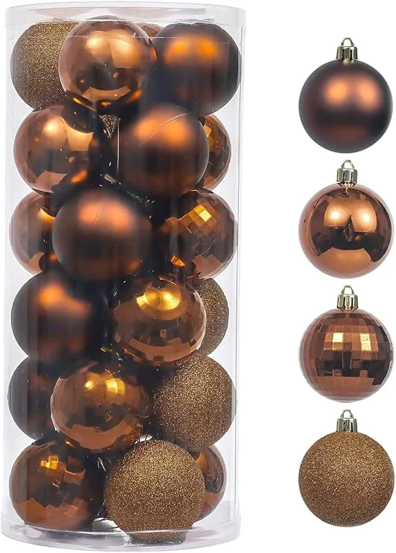 Besuche den Valery Madelyn-Store Valery Madelyn Weihnachtsbaumschmuck-Set, Dekoration, 24 Karat Bronze, Kupfer, bruchsicher, Weihnachtskugel, 6, 9 cm, luxuriöse, braune hängende Ornamente für Weihnachten, Urlaub, Party-Dekoration — Weihnachtsdeko