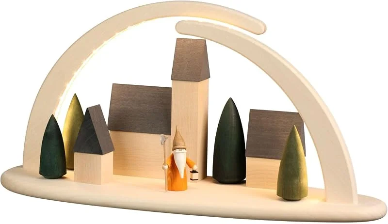 Besuche den Seiffener Volkskunst-Store Seiffener Volkskunst, LED Lichterbogen Schwibbogen 42x21cm, Original Erzgebirgische Volkskunst, 15381, Weihnachten Weihnachtsbogen, Nachtwächterwichtel — Weihnachtsdeko