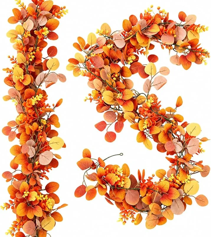 Marke: EVBOTGEE Herbst Girlande Eukalyptus, Herbstblätter Künstlich 2er Set 180cm Deko — Weihnachtsdeko