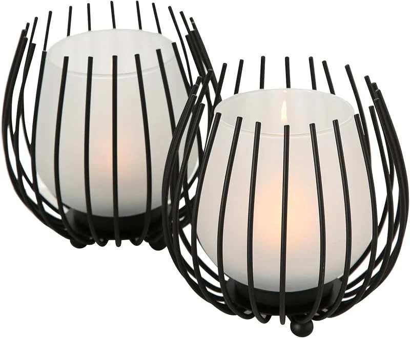 Marke: BOLTZE Boltze Windlicht Laval, 2-tlg., schwarz, 12 cm Höhe — Kerzenlicht Abendessen