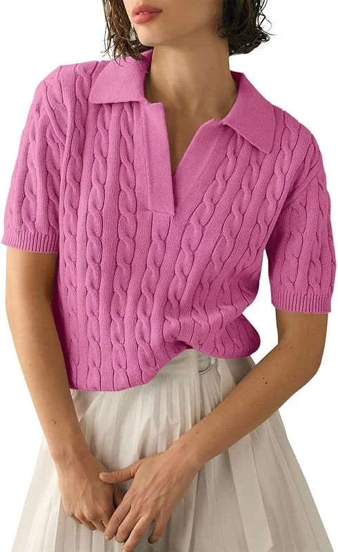 Marke: Qixiu Women's Jumpers, Damen Pullover Elegant, Kurzärmliger Strickpullover mit V-Ausschnitt und einfarbigem für Damen Weste Wolle Damen Cardigan Nadel Strickpullover — Weihnachtsmode