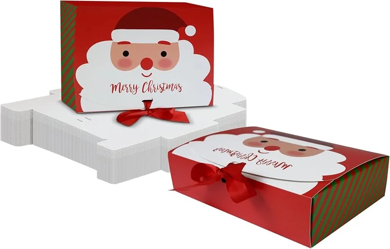 Besuche den emartbuy-Store Emartbuy Weihnachtsgeschenkboxen aus Kraftpapier – Weihnachtsmann-Thema, Bandverschluss, flach verpacktes Design – Größe 2 (18 x 13 x 5 cm) – ideal für Pralinen, Seifenriegel, Leckereien — Geschenkverpackung