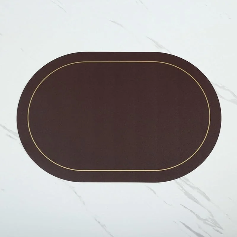 Besuche den Epinki-Store Epinki Tischsets Abwaschbar Oval, 2er Set 45x30CM Platzset Natur Oval Einfarbig aus PU Leder, Tischuntersetzer Abwaschbar Weihnachten Dunkel Braun für Zuhause Restaurant Speisetisch Platz-Matten — Küche & Haushalt