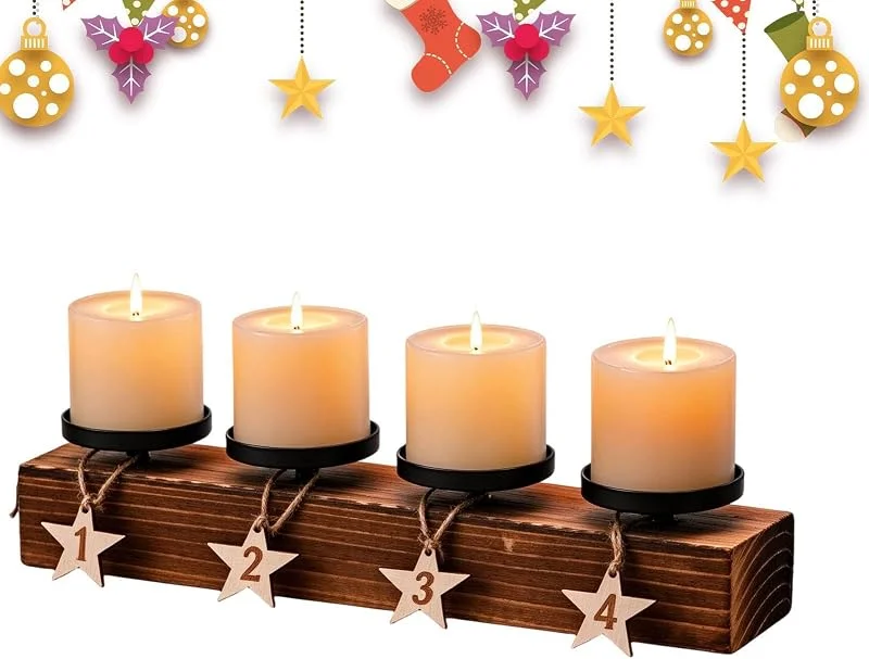 Marke: Ungtyb Weihnachtskerzenhalter aus Holz, rustikale Adventsdekoration mit — Advent und Tisch