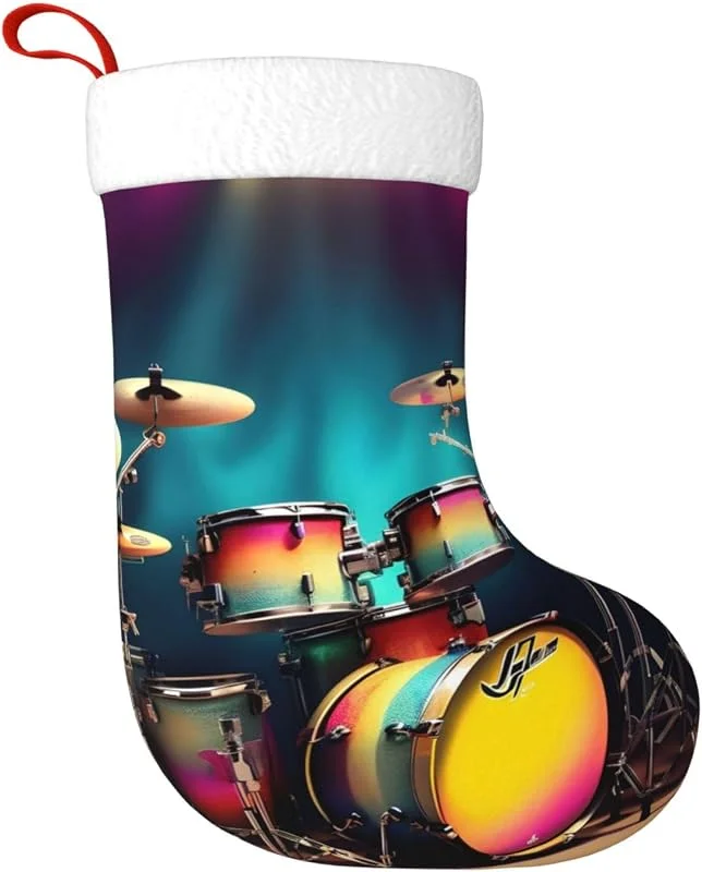 Marke: YQxwJL Coole Drums Set Druck Weihnachtsstrümpfe Familie Kinder 45, 7 cm Weihnachtsstrümpfe Weihnachtsschmuck für Urlaubsdekoration — Weihnachtsdeko