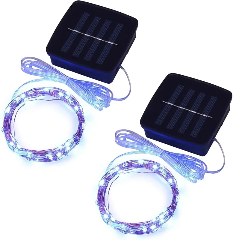 Besuche den Gartenmama-Store Solar Mini Teeny winzige Lichter, Sternen String Licht für Garten Fee, Baum, Geländer, Arbor, Zaun, 16 Fuß 50 LEDs, 2 Pack, Blau — Weihnachtsbeleuchtung