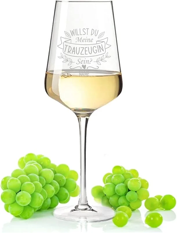 Besuche den GRAVURZEILE-Store GRAVURZEILE Weinglas mit Gravur - Willst Du meine Trauzeugin sein - Personalisiert mit Namen - Geschenk für Freundin zur Hochzeitsfeier - Geschenke zur Hochzeit oder Verlobung — Wein und Festtafel