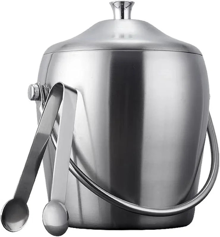 Marke: Lijiaxiuyc-101 eiskübel mit Deckel und Zange, doppelwandiger, isolierter Eiskübel aus Edelstahl, ideal for Cocktailbar, Partys, Kühlen von Wein, Champagner sektkübel(1.2L) — Wein und Festtafel