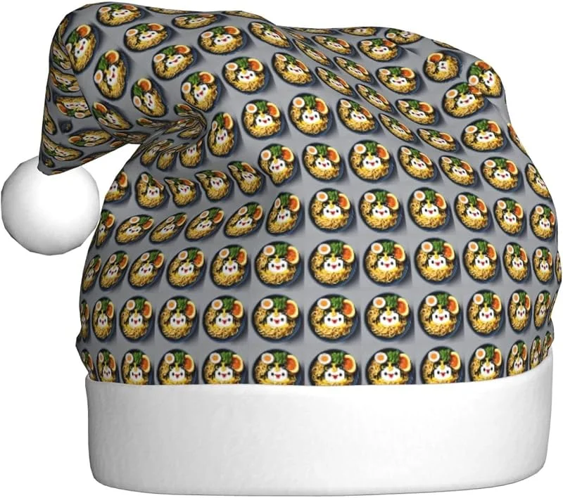 Marke: Tamiger Eierbecher, Nudeln, Ramen-Druck, Weihnachtsmütze, saisonal, festlich — Weihnachtsmode