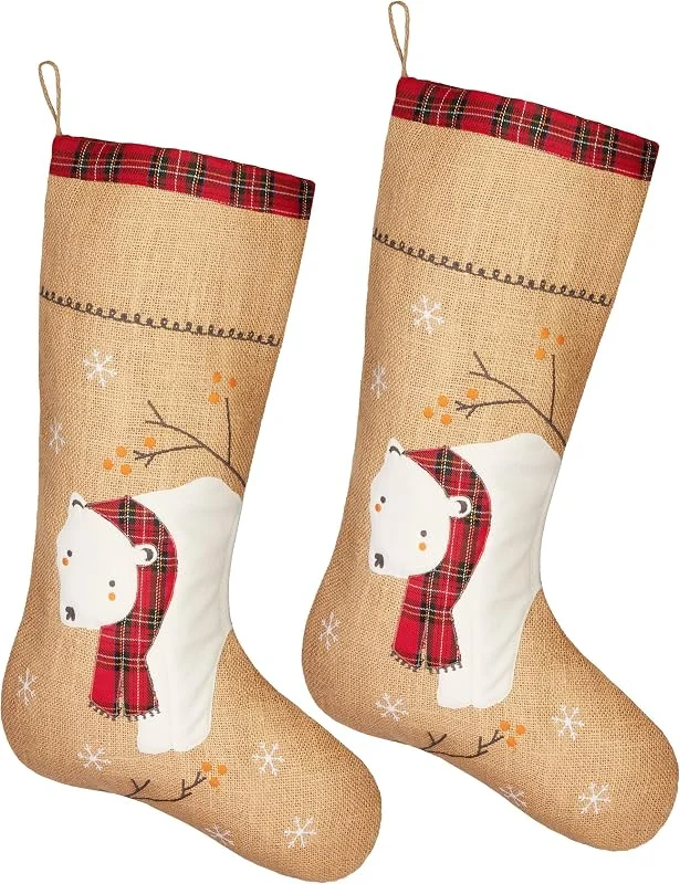 Besuche den BRUBAKER-Store BRUBAKER 52 cm Weihnachtsstrumpf zum Befüllen und Aufhängen - Eisbär — Weihnachtsdeko