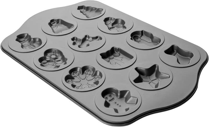 Marke: IBILI IBILI Baking Mould Christmas with 12 Cups 36x30 cm, Rolled Steel Plate, Black, 36 x 30 x 3 cm — Küche & Haushalt