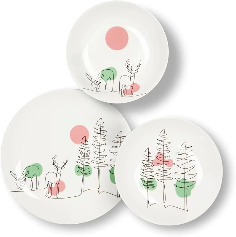 Besuche den Excelsa-Store Excelsa Le Fil De Noel Tellerservice, 18-teilig, Porzellan, mehrfarbig — Advent und Tisch