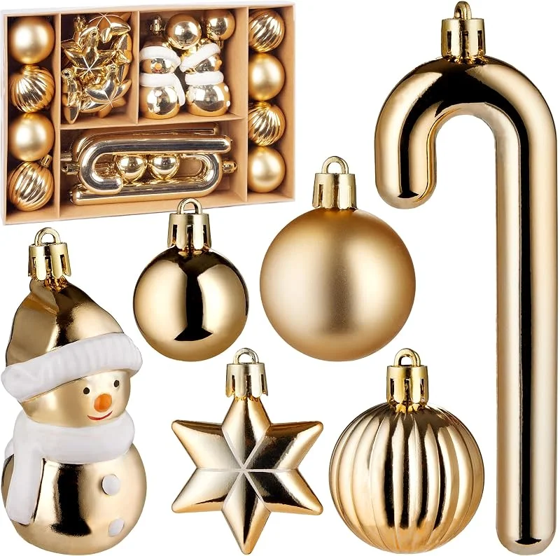Besuche den BRUBAKER-Store BRUBAKER 24 Stück Christbaumschmuck Gold - Weihnachtskugel Set — Weihnachtsdeko