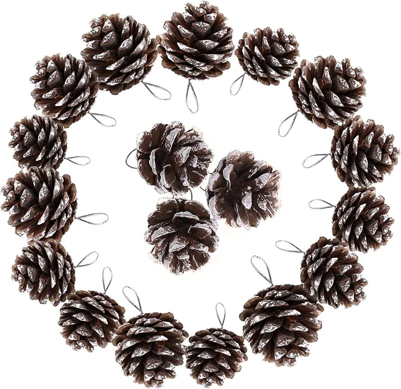Besuche den TRIXES-Store TRIXES Christbaumschmuck - 18 Stück Kiefernzapfen zum Aufhängen - Weihnachtsschmuck Baumdeko Festliche Dekoration - Tannenzapfen mit Kunstschnee - Adventskranz Weihnachtskranz - Weihnachtskugeln — Weihnachtsdeko