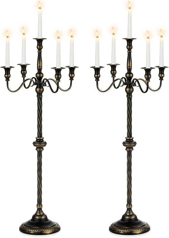 Besuche den Sziqiqi-Store Sziqiqi Bodenleuchter Kerzenhalter 88, 9 cm hoch, schwarz, 5-armig — Kerzenlicht Abendessen
