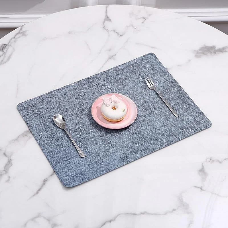 Besuche den Epinki-Store Epinki Tischsets Platzsets Abwaschbar Elegant Quadratisch, 2Pcs Set PU Leder Platzset Weihnachten Vintage Umkehrbar Gewebt Muster, Tischuntersetzer Waschbar Grau Blau für Küche, 30x43CM — Küche & Haushalt