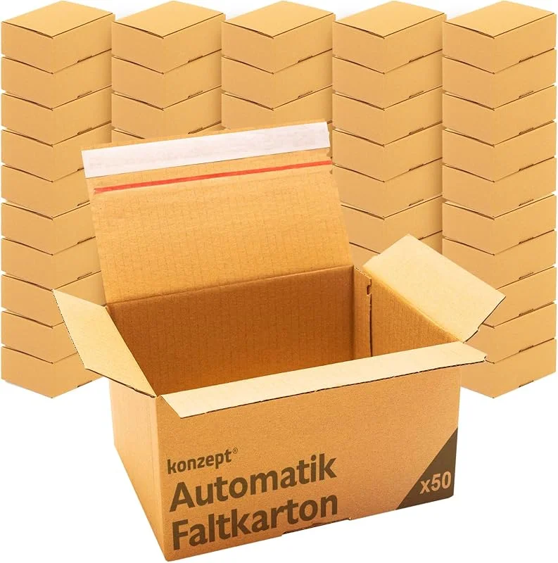 Besuche den Konzept 11-Store Konzept 11 - Versandkarton 20x15x10cm Set 50 Stk. Faltkartons mit Deckel Selbstklebend, Kleine Kartons zum Verschicken, Umzug & Verpackung, Verschiedene Größe — Geschenkverpackung