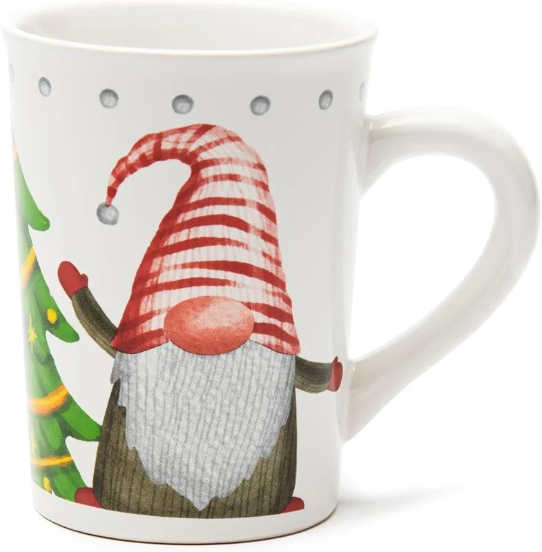 Besuche den Excelsa-Store Excelsa Gnomo Friends Set mit 4 Tassen, Porzellan, Fassungsvermögen 380 ml, Weihnachtsdekoration — Advent und Tisch