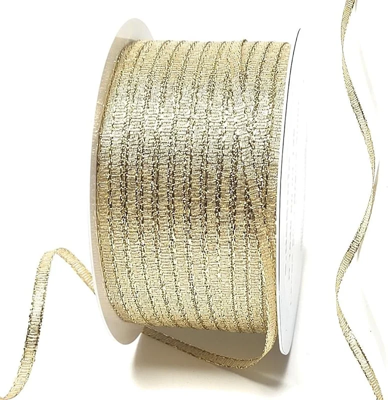 Marke: s.dekoda Brokatband 50m x 3mm Gold Schleifenband Dekoband Brokat Geschenkband — Geschenkverpackung