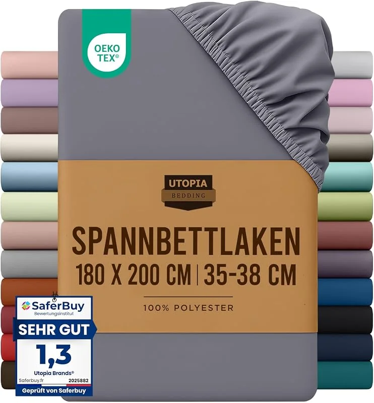 Besuche den Utopia Bedding-Store Utopia Bedding - Spannbettlaken 180x200cm - Grau — Wein und Festtafel