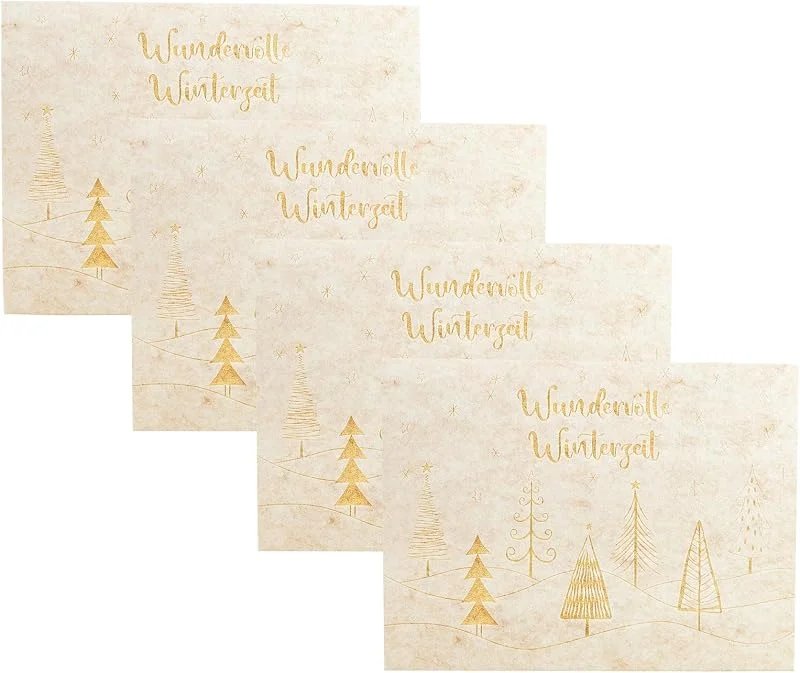 Besuche den levandeo-Store 4er Set Platzsets 45x30cm Weihnachten Beige Gold Tannen Wald Tischdeko — Küche & Haushalt