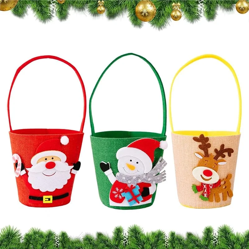 Marke: Generisch Weihnachtliche Geschenktüten, 3 Stück, wiederverwendbar, Vliesstoff — Geschenkverpackung