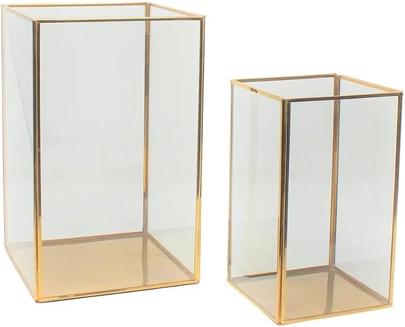 Besuche den LaLe Living-Store Laternen Batu, 2er-Set, Antikgold, 20 und 27 cm — Kerzenlicht Abendessen
