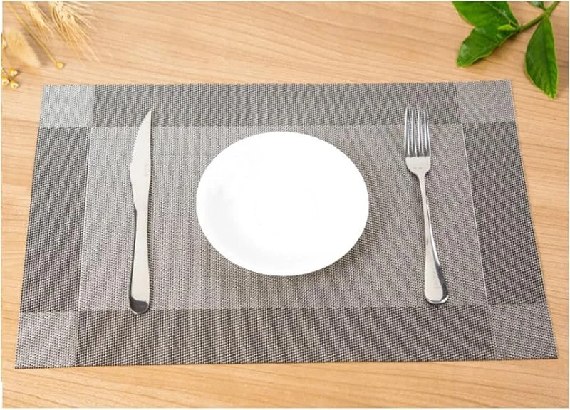 Besuche den Epinki-Store Epinki Tischset Vintage Quadratisch, 2Pcs Set PVC Platzsets Vintage Rechteckig Gitter Anti-Rutsch, Tischuntersetzer Weihnachten Silber Grau für Hause Küche Restaurant und Hotel, 45x30CM — Küche & Haushalt